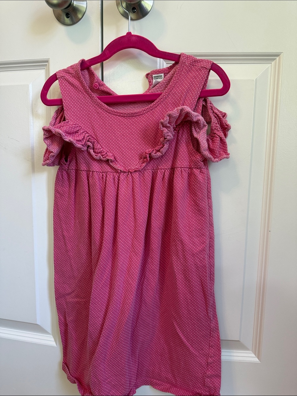 Harper Canyon Pink Polka Dot Ruffle Nightgown